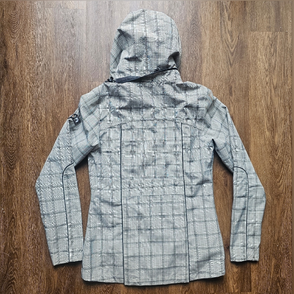 Kerrits Womens S Coat Jacket Grey Plaid Tuck In Hood Equestrian waterproof - Picture 2 of 8